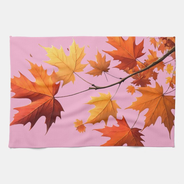 Authumn leaves Kitchen Towels pink Geschirrtuch (Horizontal)