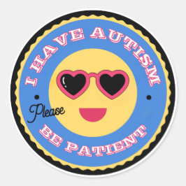 Autism Acceptance Emoji Face With Heart Sunglasses Runder Aufkleber