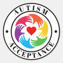 Autism Acceptance Hands And Heart Circle Runder Aufkleber