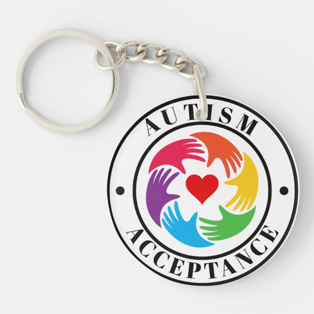 Autism Acceptance Hands & Heart Circle  Schlüsselanhänger (Vorderseite)