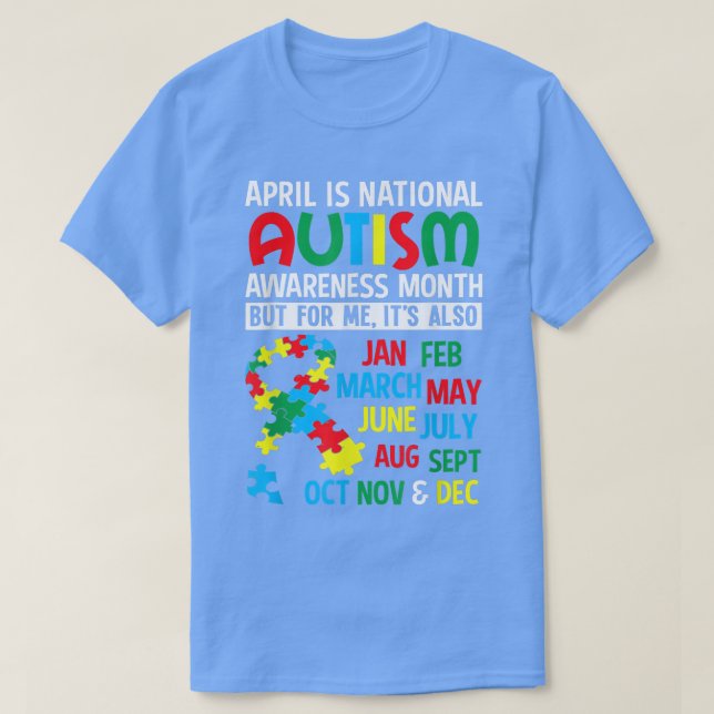 Autism & ADHD T-Shirt April ist National Autismus  (Design vorne)