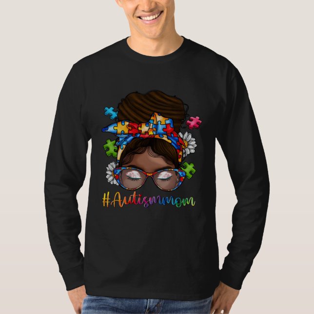 Autism Afro Mom Curly Hair American African Autism T-Shirt (Vorderseite)