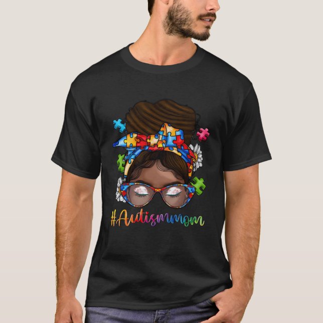Autism Afro Mom Curly Hair American African Autism T-Shirt (Vorderseite)