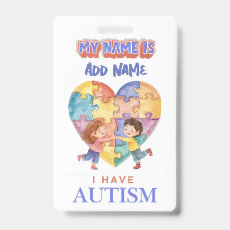 Autism Alert id Badge Tag Ausweis