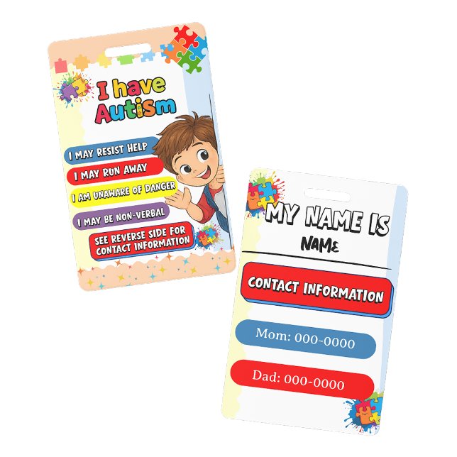 Autism Alert Nonverbal Autistic Contact  Ausweis (Autism Alert Nonverbal Autistic Contact Badge)