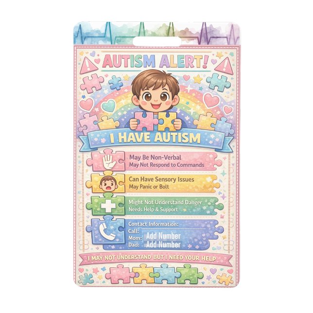 Autism Alert Nonverbal Autistic Contact Badge Ausweis (Autism Alert Nonverbal Autistic Contact Badge)