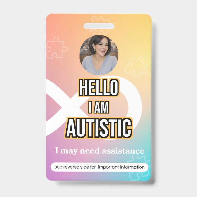 Autism Alert Photo ID Alert Badge Ausweis (Vorderseite)