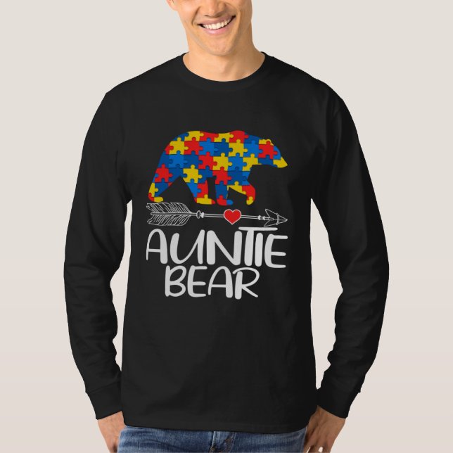 Autism Auntie Bear Autistic Support Autism Awarene T-Shirt (Vorderseite)