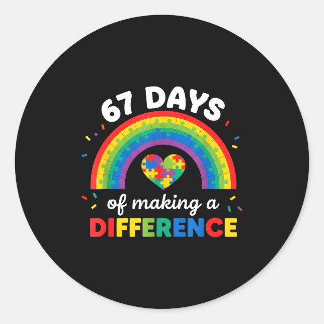 Autism Awareness 67 Days Of Making A Difference 6  Runder Aufkleber (Vorderseite)