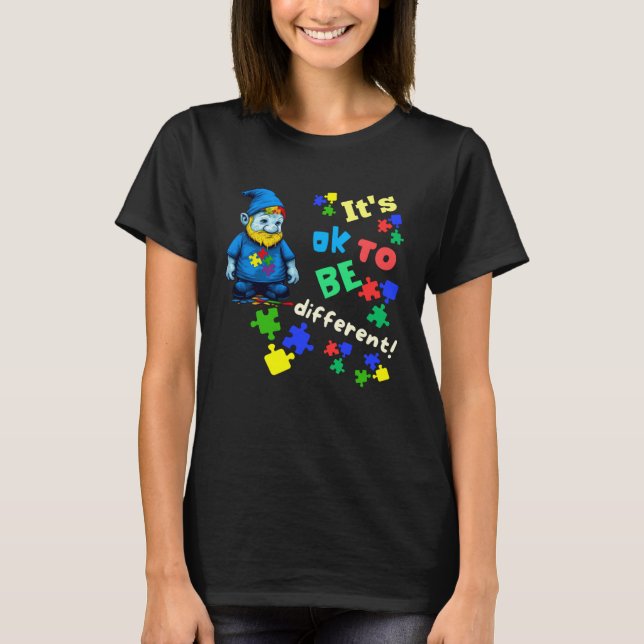 Autism Awareness Acceptance Gnome Its Ok To Be Dif T-Shirt (Vorderseite)