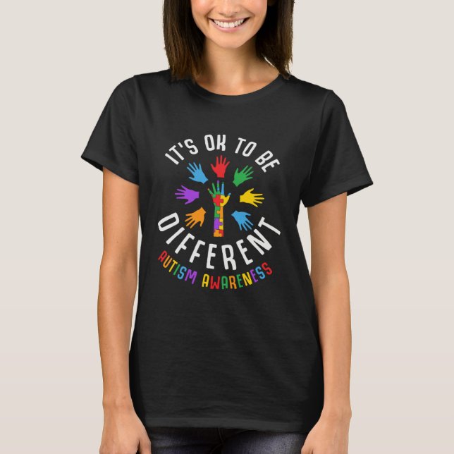 Autism Awareness Acceptance Its Ok To Be Different T-Shirt (Vorderseite)