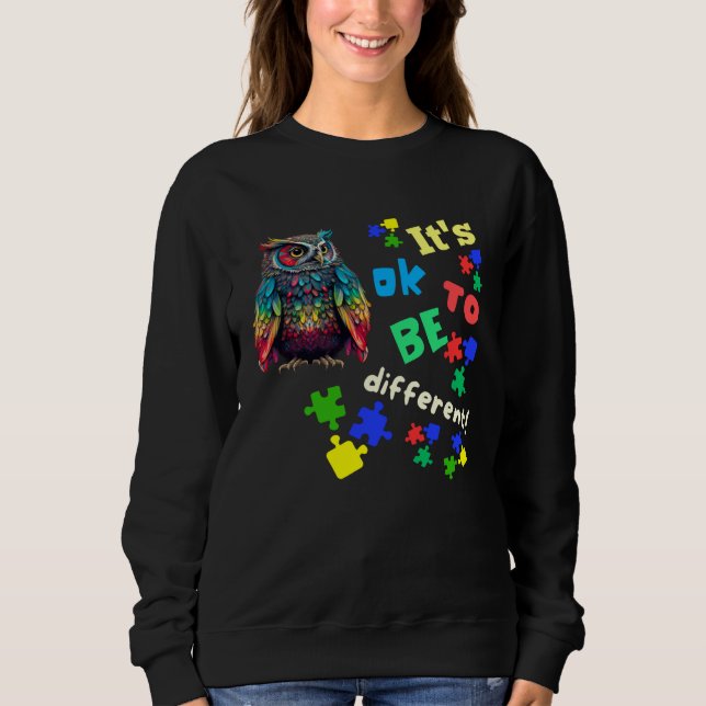 Autism Awareness Acceptance Owl Its Ok To Be Diffe Sweatshirt (Vorderseite)