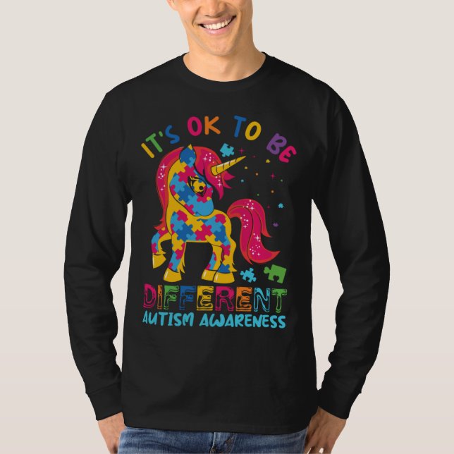 Autism Awareness Acceptance Unicorn Its Ok To Be D T-Shirt (Vorderseite)