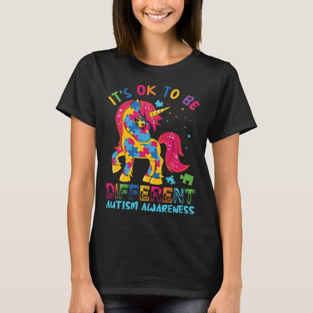 Autism Awareness Acceptance Unicorn Its Ok To Be D T-Shirt (Vorderseite)