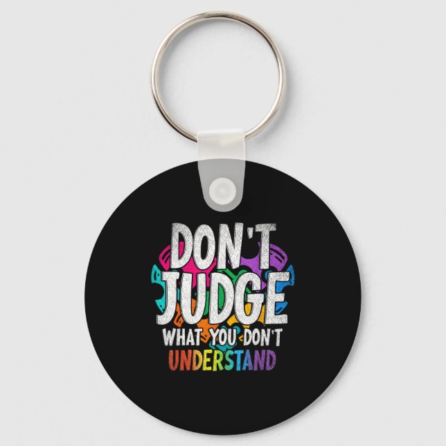 Autism Awareness Adult Uni-kids Black Short Sleeve Schlüsselanhänger (Vorderseite)