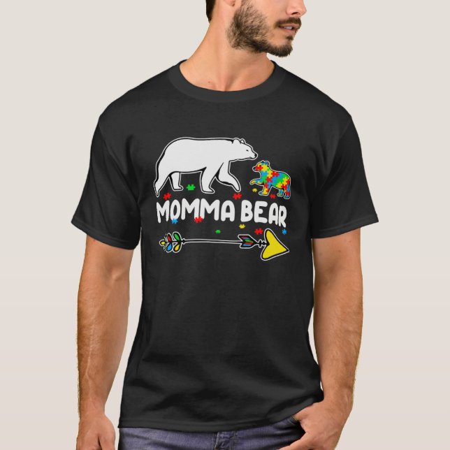 Autism Awareness Autism Momma Bear Support Autism T-Shirt (Vorderseite)