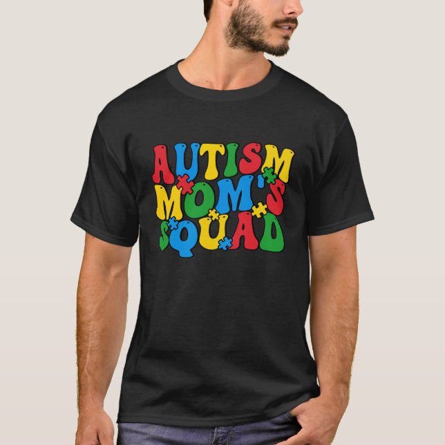 Autism Awareness Autism Mom's Squad Puzzle Pieces  T-Shirt (Vorderseite)