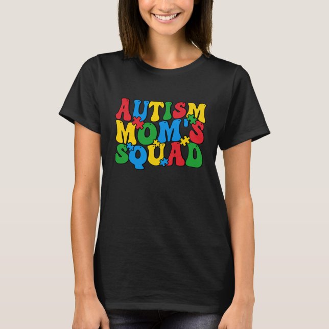 Autism Awareness Autism Mom's Squad Puzzle Pieces  T-Shirt (Vorderseite)