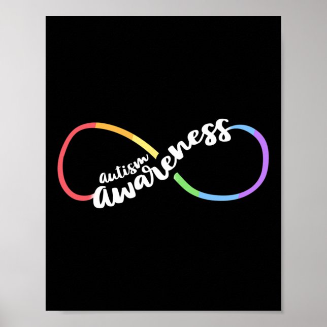 Autism Awareness Autistic Acceptance Rainbow Infin Poster (Vorne)