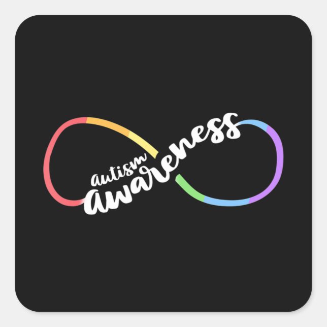 Autism Awareness Autistic Acceptance Rainbow Infin Quadratischer Aufkleber (Vorderseite)