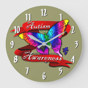 Autism Awareness Banner Clock Große Wanduhr