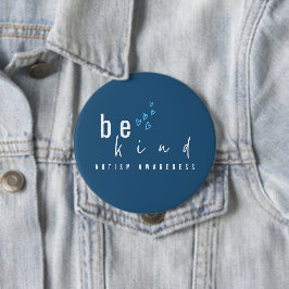autism awareness be kind blue hearts modern  button