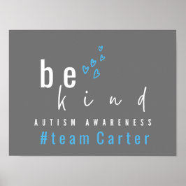 autism awareness be kind blue modern team name   poster