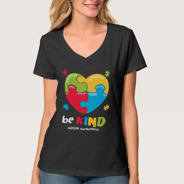 Autism Awareness   Be Kind Puzzle Heart Kindness   T-Shirt (Vorderseite)