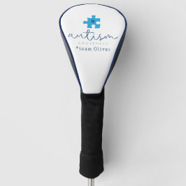 autism awareness blue puzzle piece #team name  golf headcover
