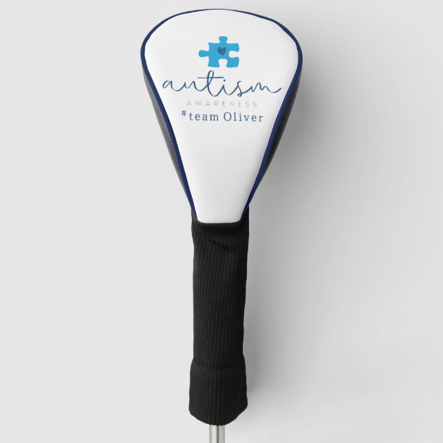 autism awareness blue puzzle piece #team name  golf headcover (Vorderseite)