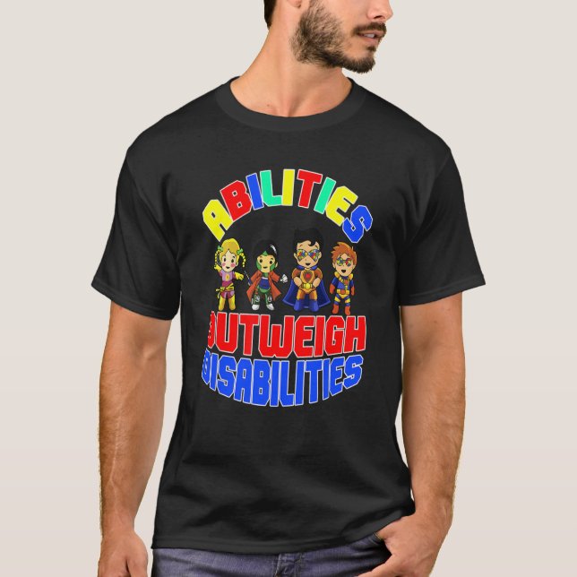 Autism Awareness Boy Abilities Outweigh Disabiliti T-Shirt (Vorderseite)