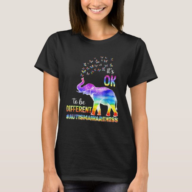 Autism Awareness Butterfly Elephant It s Ok To Be  T-Shirt (Vorderseite)