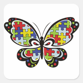 Autism Awareness Butterfly Quadratischer Aufkleber