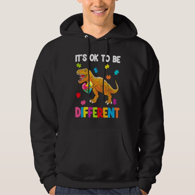 Autism Awareness Cute Dinosaur It's Ok To Be Diffe Hoodie (Vorderseite)