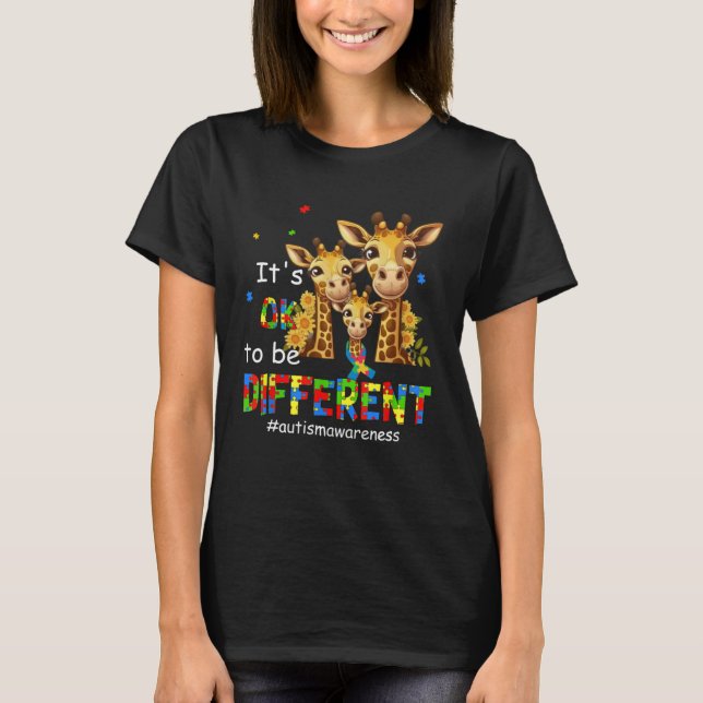 Autism Awareness Cute Giraffe Animal It s Ok To Be T-Shirt (Vorderseite)