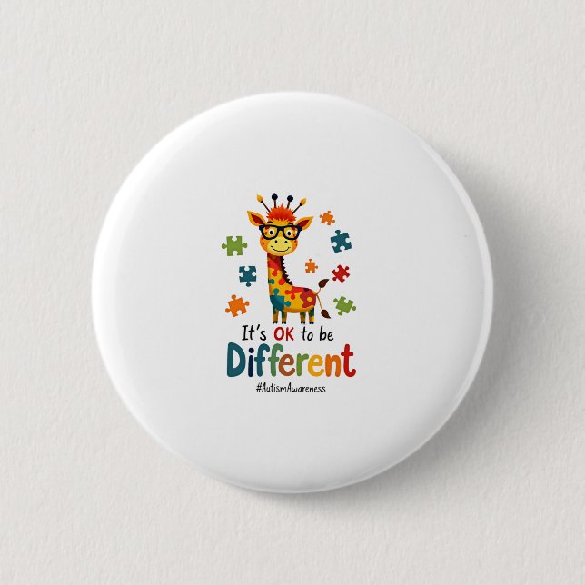 Autism Awareness Cute Giraffe Animal Its Ok To Be  Button (Vorderseite)
