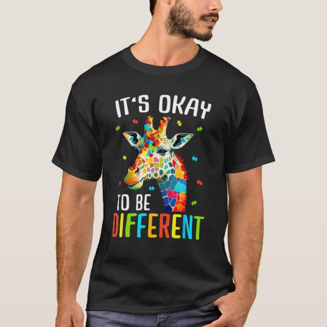 Autism Awareness Cute Giraffe Animal Its Ok To Be  T-Shirt (Vorderseite)