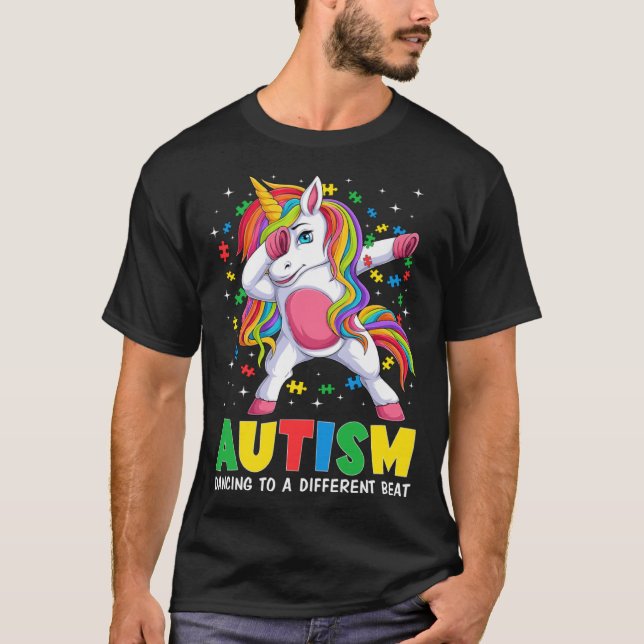 Autism Awareness Dabbing Unicorn Puzzle Piece Boy  T-Shirt (Vorderseite)