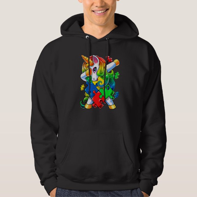 Autism Awareness Dabbing Unicorn Puzzle Piece For  Hoodie (Vorderseite)