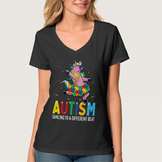 Autism Awareness Dancing Unicorn Puzzle Piece Kids T-Shirt (Vorderseite)