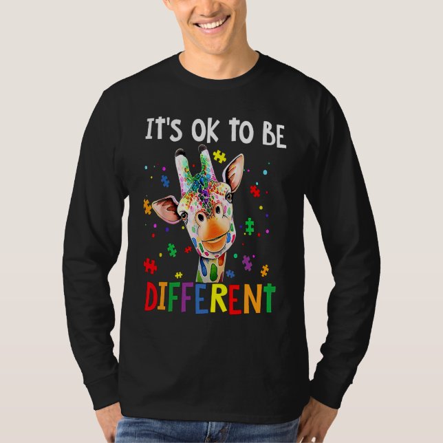 Autism Awareness Day Giraffe It's Ok To Be Differe T-Shirt (Vorderseite)