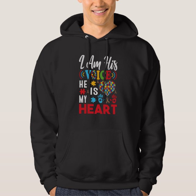 Autism Awareness Day I'm His Voice He Is My Heart  Hoodie (Vorderseite)