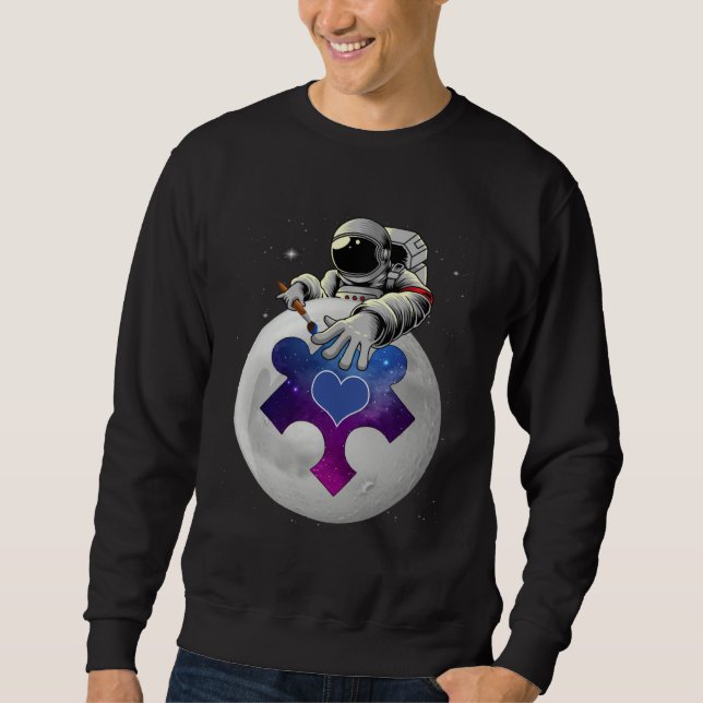 Autism Awareness Day Outer Space Astronaut Puzzle  Sweatshirt (Vorderseite)