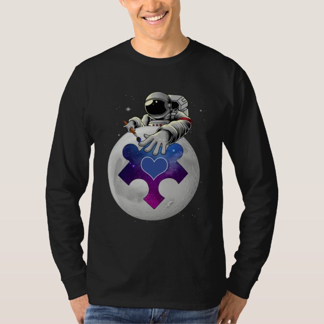 Autism Awareness Day Outer Space Astronaut Puzzle  T-Shirt (Vorderseite)