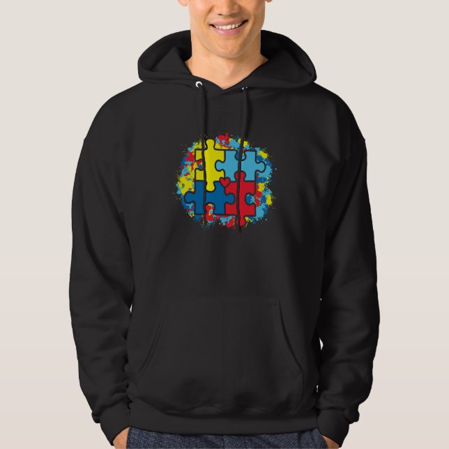 Autism Awareness Day Vintage Puzzle Autism  2 Hoodie (Vorderseite)
