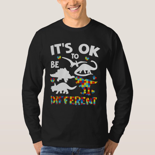 Autism Awareness Dinosaur Kid Boys Its Ok To Be Di T-Shirt (Vorderseite)