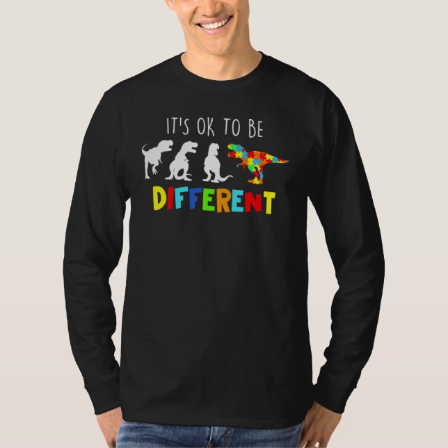 Autism Awareness Dinosaur Kid Boys Its Ok To Be Di T-Shirt (Vorderseite)