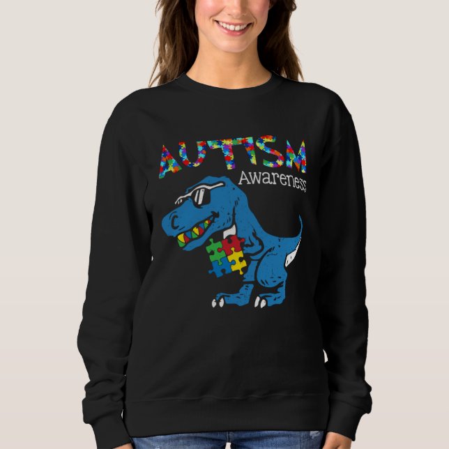 Autism Awareness Dinosaur rex  In April We Wear Bl Sweatshirt (Vorderseite)