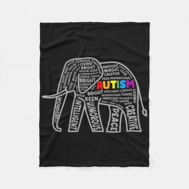 Autism Awareness Elephant Tygraphy T Shirt  Fleecedecke (Vorderseite)