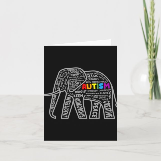 Autism Awareness Elephant Tygraphy T Shirt  Karte (Vorderseite)